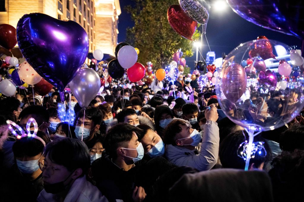Thousands of people took to the streets of Wuhan for New Year's celebrations.