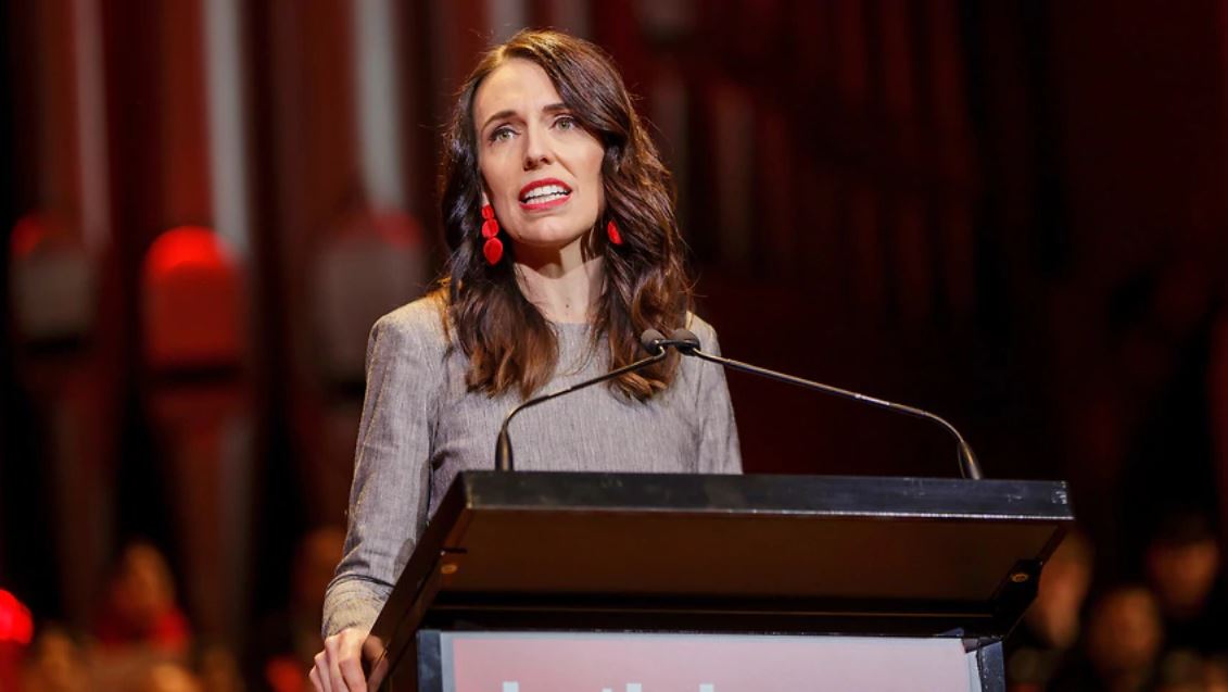 New Zealand Prime Minister Jacinda Ardern speaking at the Labour Party campaign launch in Auckland, New Zealand, Saturday 8 August.