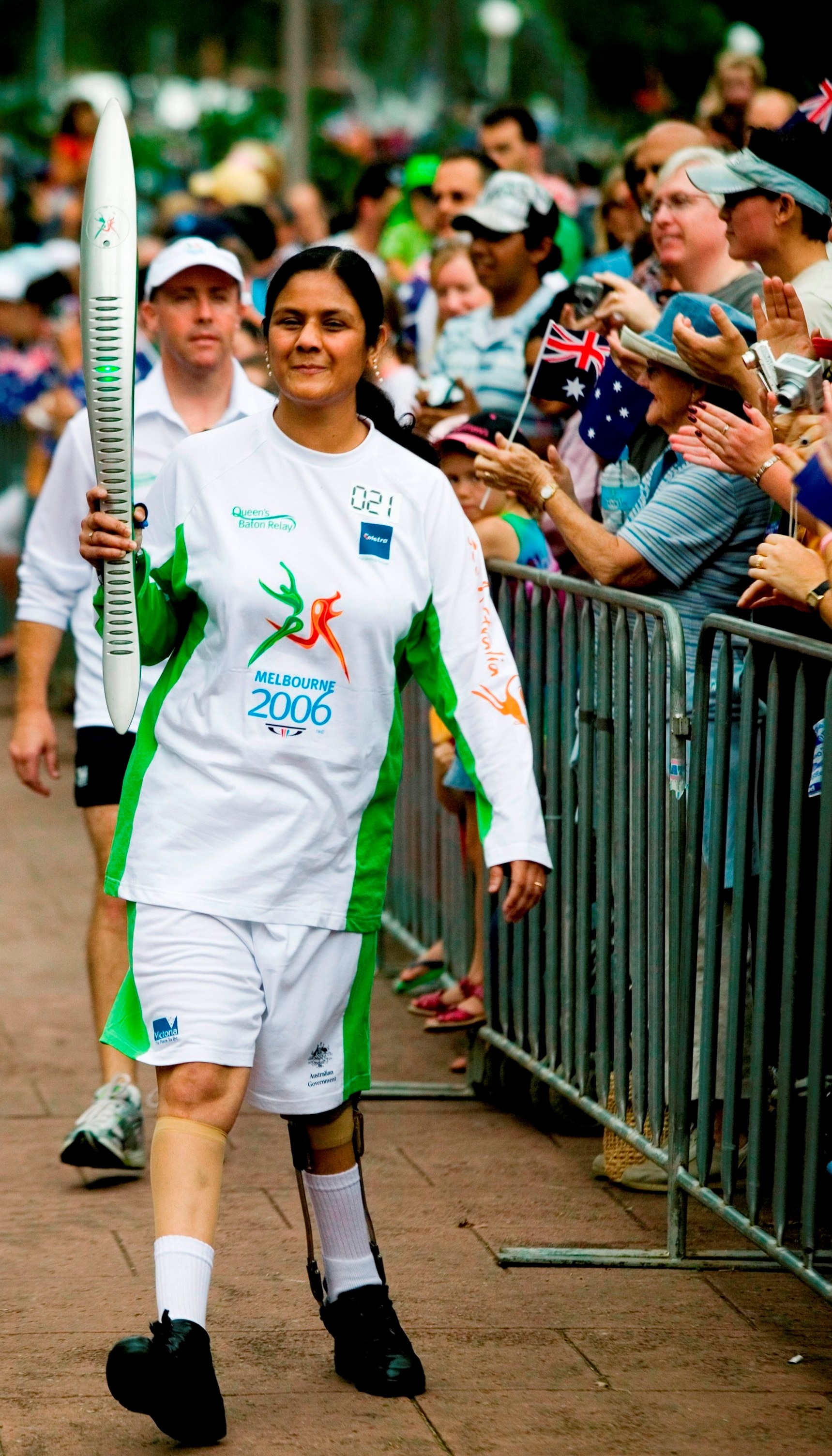 Neena Bhandari carrying the 2006 Commonwealth Games Queen’s Baton at Hyde Park in Sydney.