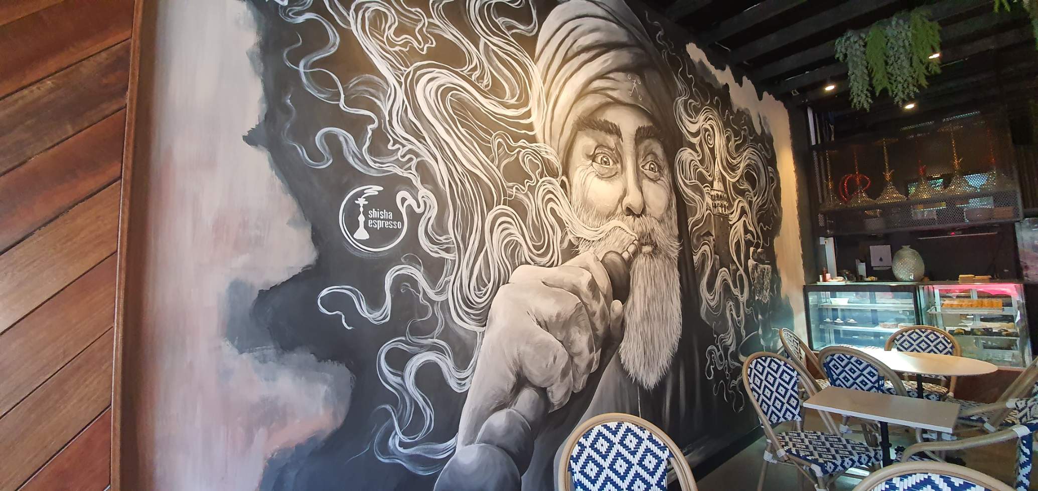 A mural inside Shisha Espresso.