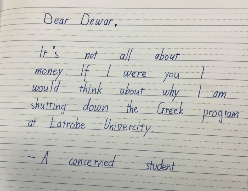 School aged students learning Greek across Victoria felt passionately about the possible closure of the Greek Program at La Trobe. 