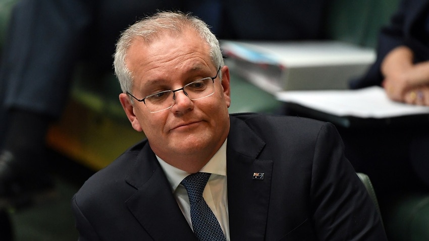 Prime Minister Scott Morrison during Question Time in the House of Representatives at Parliament House
