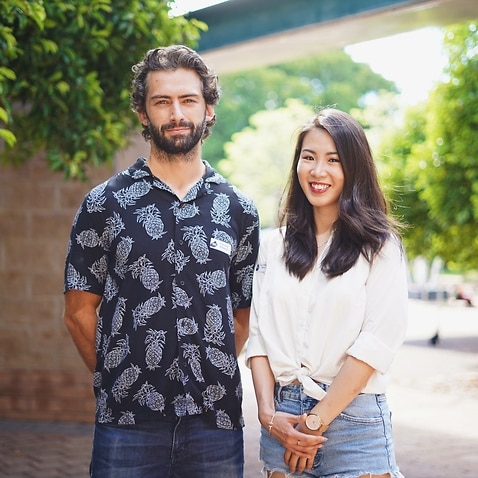 Francois Brassard and Poyan Wong are part of the first group of international students to arrive in Australia since the COVID-19 pandemic shut borders. 