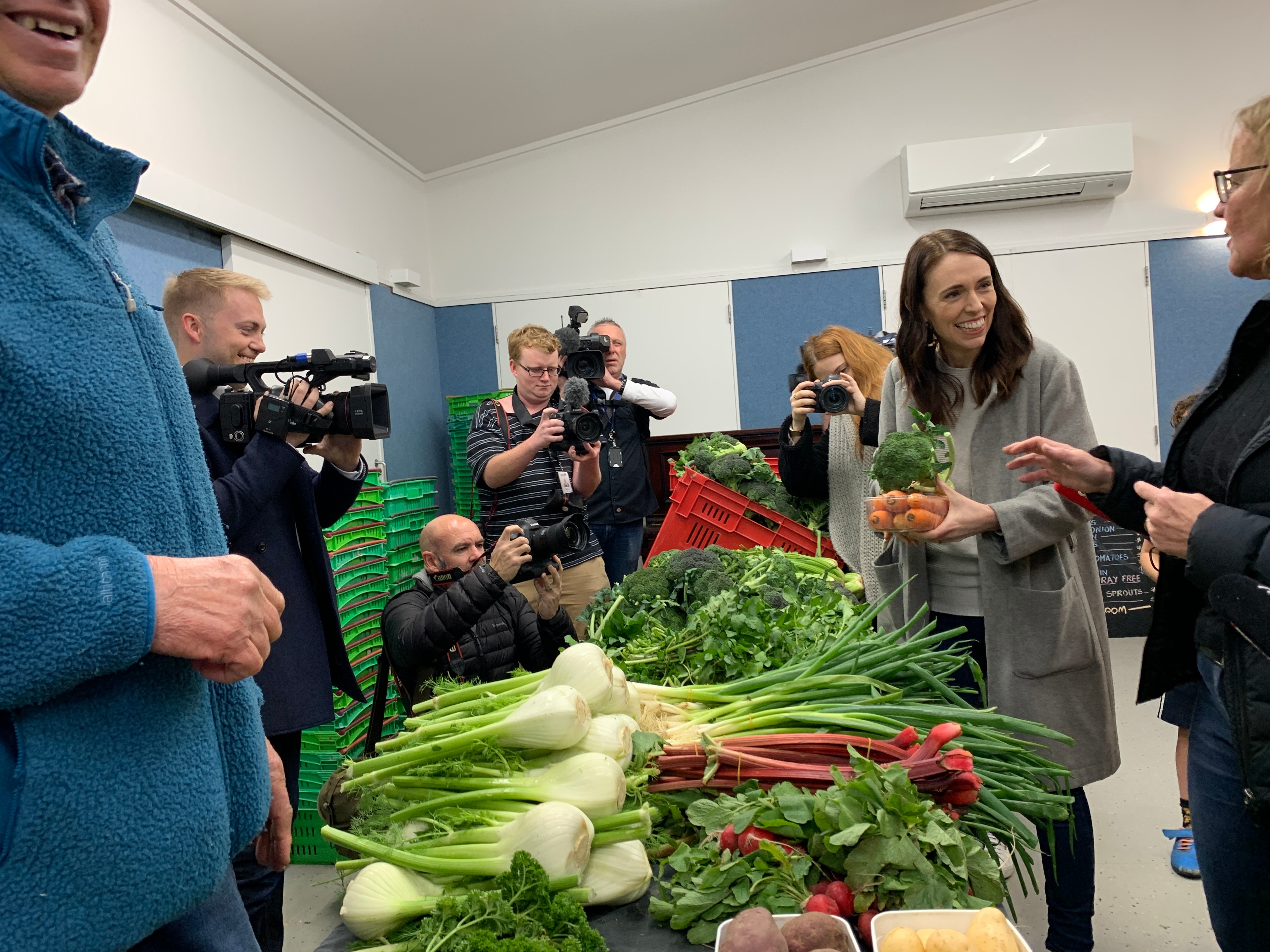 New Zealand Prime Minister Jacinda Ardern campaigns at Grey Lynn Farmers Market in her Auckland electorate of Mount Albert.