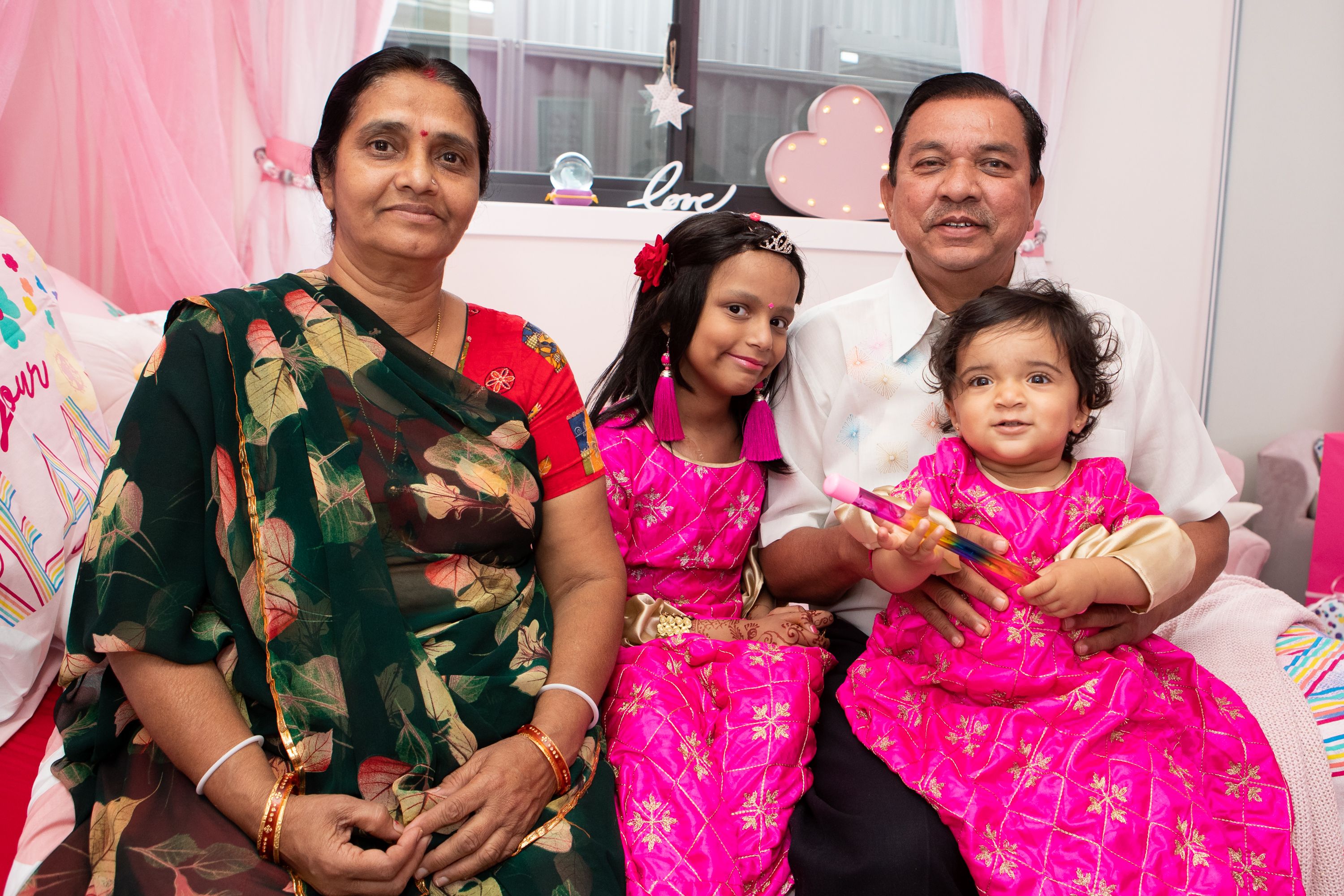 Vishwa with her parents and younger sister