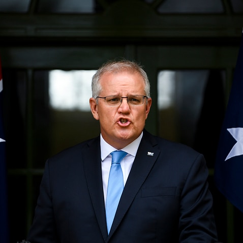 Prime Minister Scott Morrison speaks to the media during a press conference at the Lodge in Canberra, Friday, October 1, 2021.