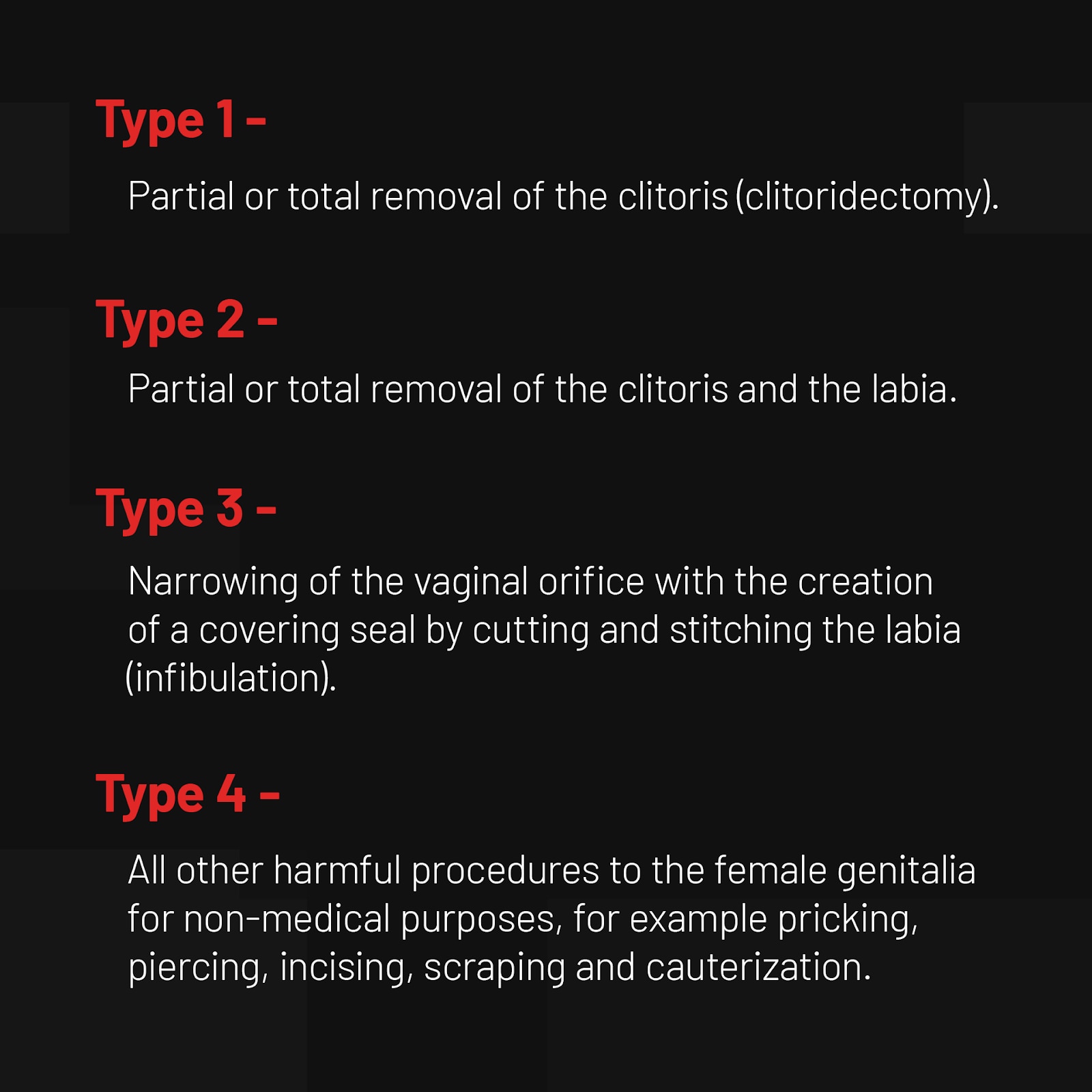 The four types of FGM.