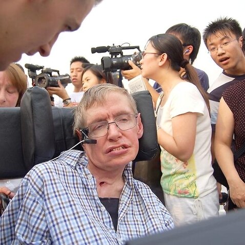 File image of Stephen Hawking visiting the Temple of Heaven in China.
