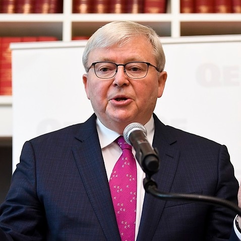 Former Australian Prime Minister Kevin Rudd speaks in Canberra on Tuesday.