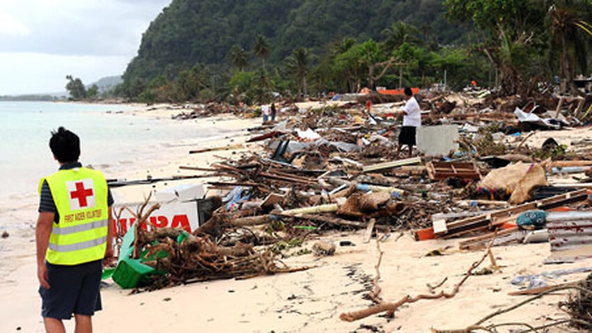 Damage caused by a 2009 tsunami in Samoa.