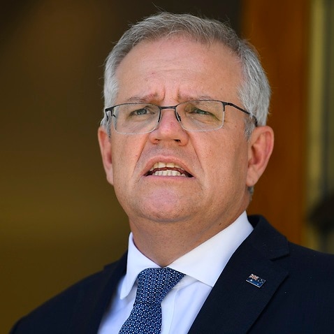Australian Prime Minister Scott Morrison speaks during a press conference following a national cabinet meeting.