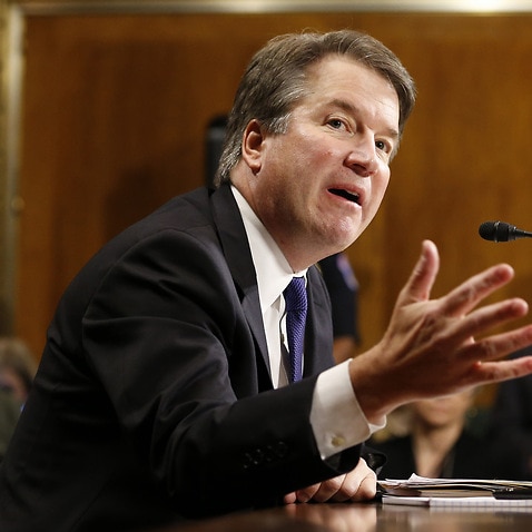 Brett Kavanaugh speaks at the Senate Judiciary Committee hearing on 27 September 2018. 