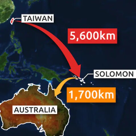The proximity of Solomon Islands to both Australia and Taiwan.
