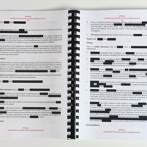 the report, with redactions, by the Inspector-General of the Australian Defence Force Afghanistan Inquiry in Canberra
