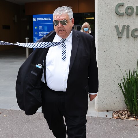 Kon Kontis is seen leaving the Inquest into the COVID-19 deaths of residents at St Basil's Home for the Aged in Fawkner, Coroner's Court of Victoria, 15, 2021. 