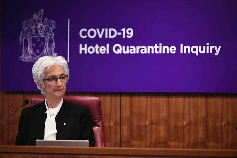 The Honourable Jennifer Coate AO is seen during the COVID-19 Hotel Quarantine Inquiry in Melbourne, Monday, July 20, 2020