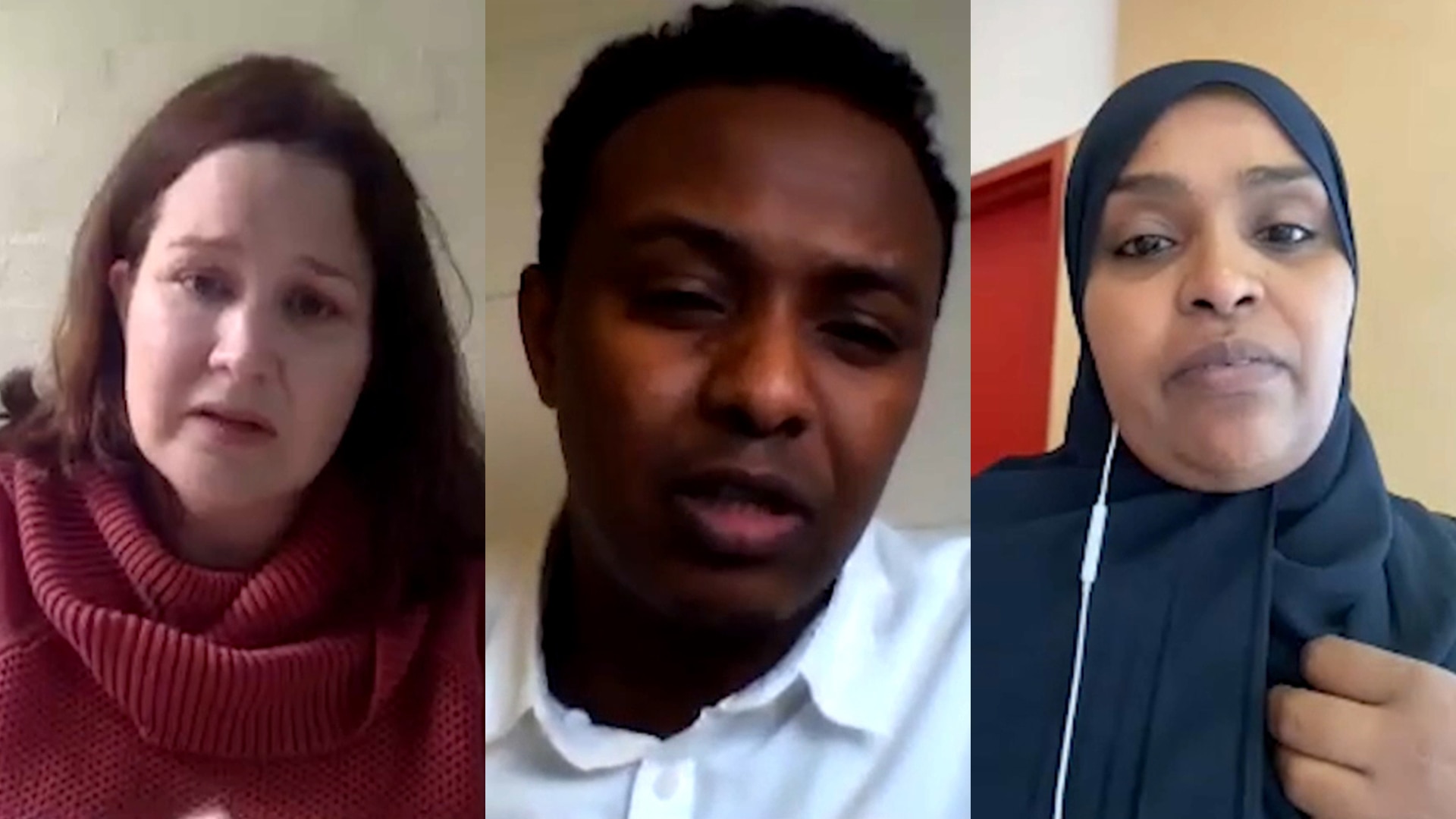 Left to right: Brotherhood of St Laurence's Polly Graham, Mohamad Yusuf and Hannah Ibrahim say a number of residents have yet to receive supplies. Left to right: Brotherhood of St Laurence's Polly Graham, Mohamad Yusuf and Hannah Ibrahim say a number of residents have yet to receive supplies.