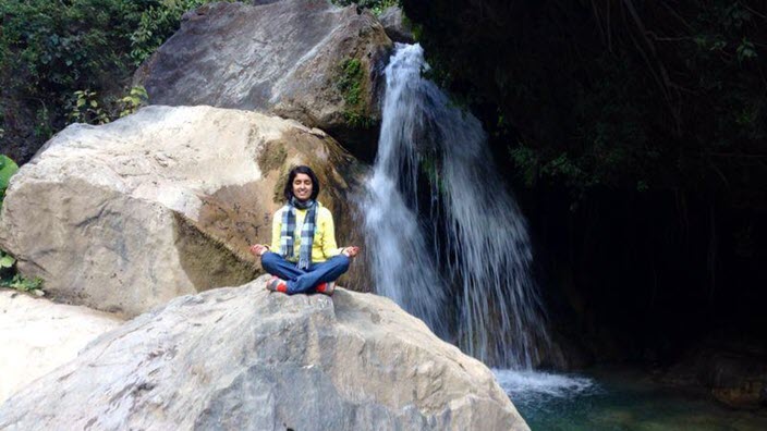 Daizy meditating in Rishikesh