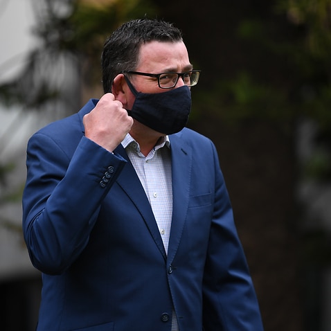 Victorian Premier Daniel Andrews arrives to a press conference in Melbourne, Monday, December 21, 2020. (AAP Image/James Ross) NO ARCHIVING