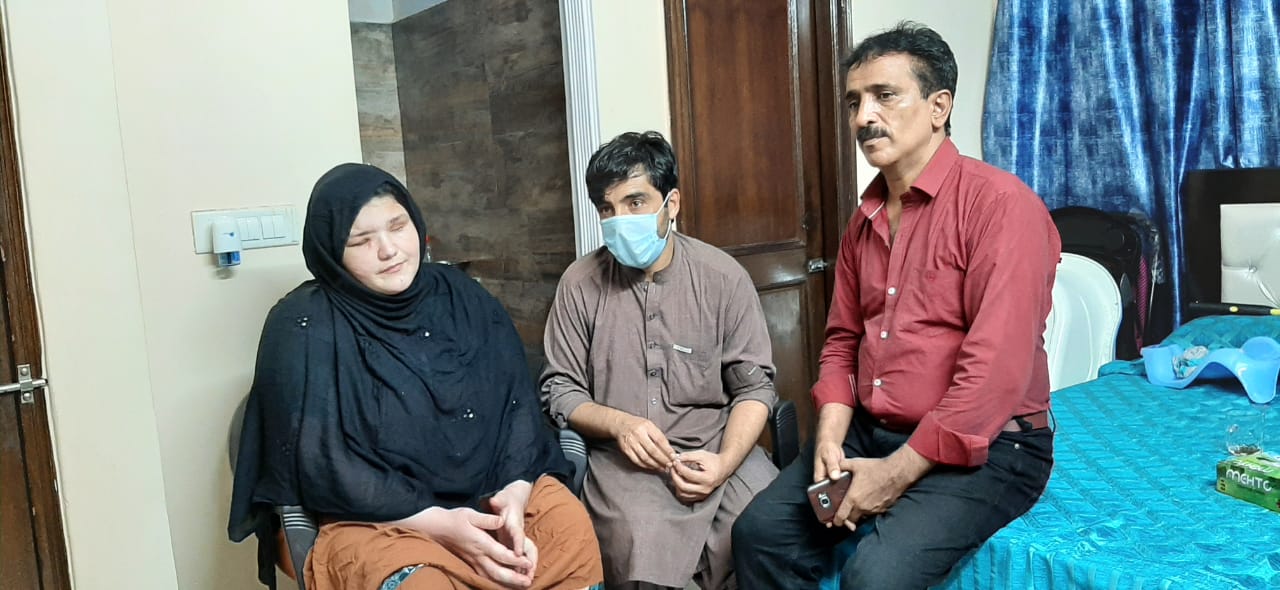 Ms Khatera with her husband, Mohammad Nabi and Afghan civil activist, Nisar Ahmad Shirzai in India