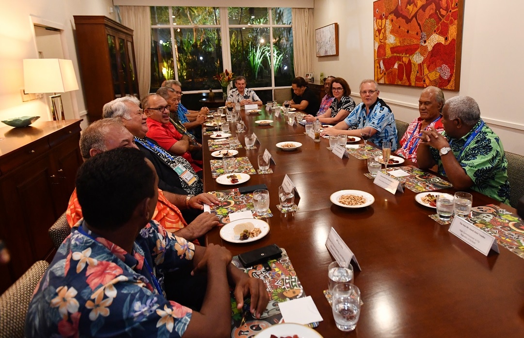 Scott Morrison  a barbeque for Pacific Islands leaders at the after the 2018 Asia-Pacific Economic Cooperation (APEC) forum in Port Moresby. 