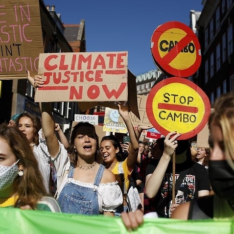 Young people protest against climate change.