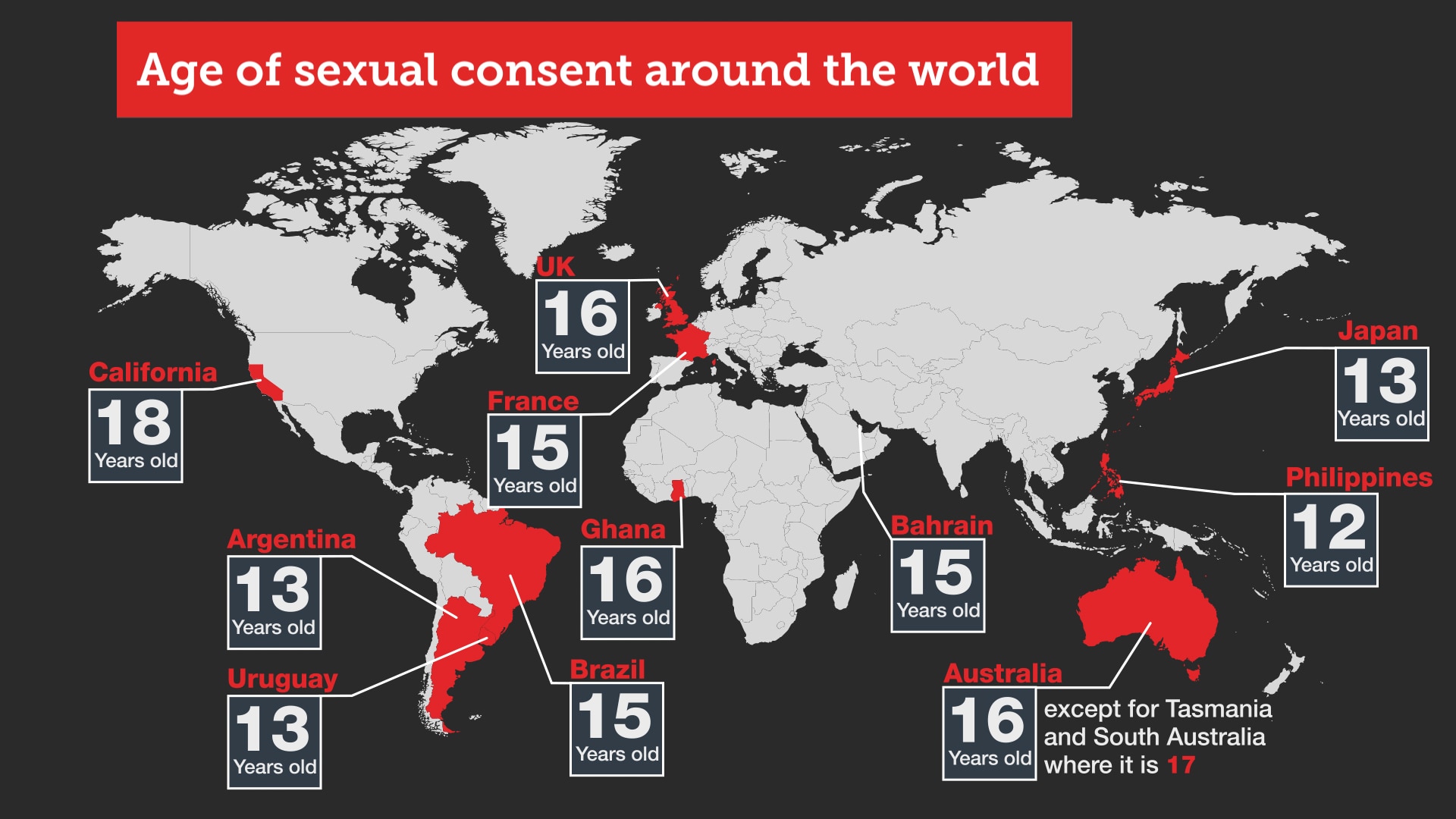 Youngest age of consent in the world