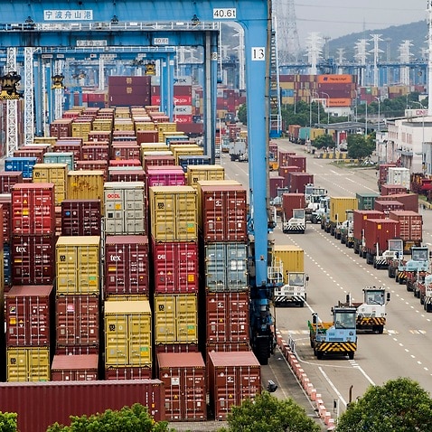 Containers ready to be shipped at Ningbo port in China