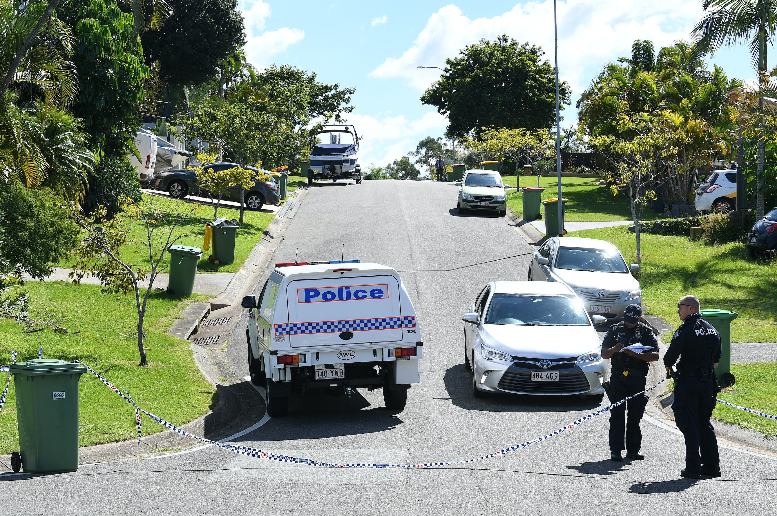 Police work near the crime scene in Arundel on the Gold Coast, Tuesday, 20 April, 2021.