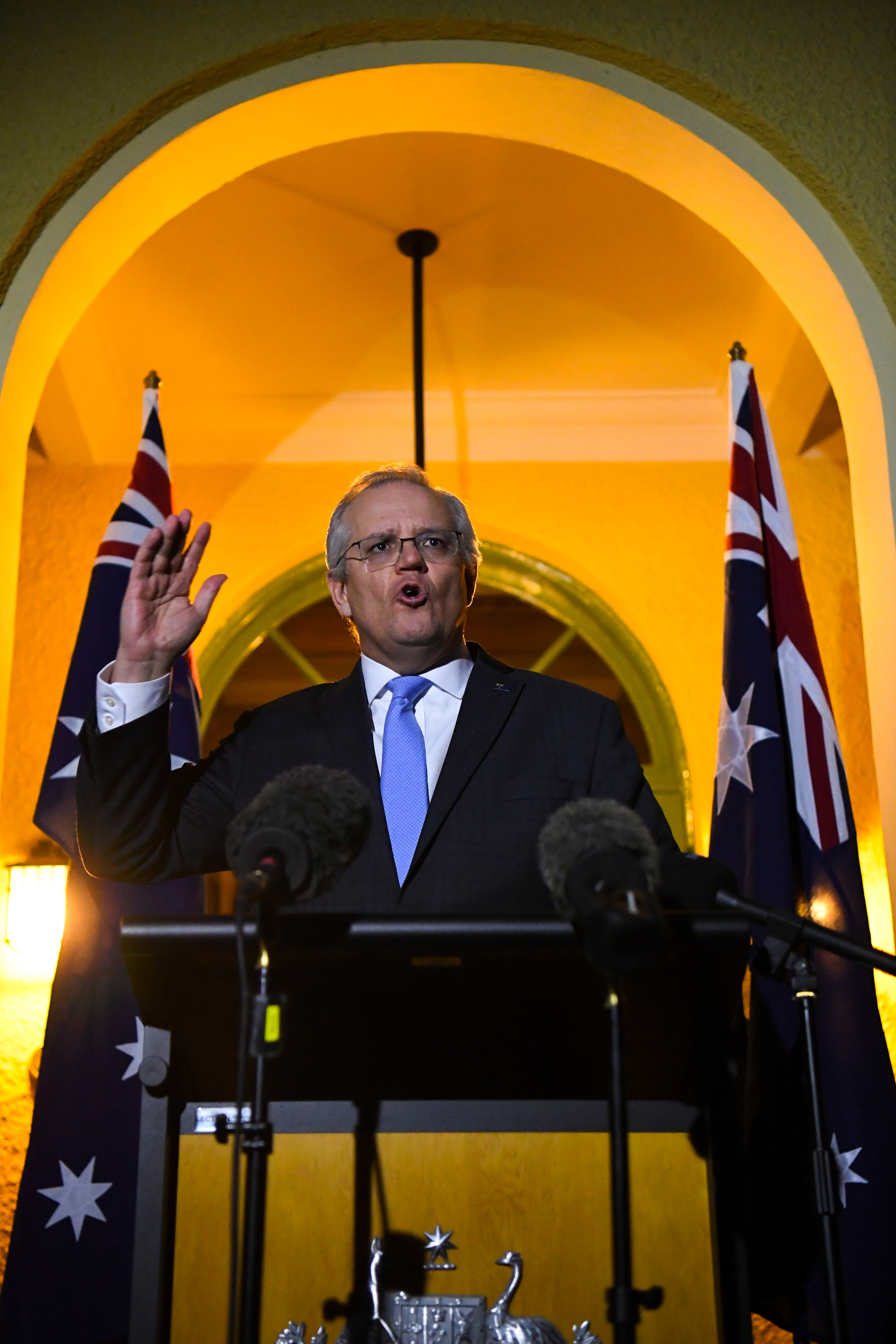 Australian Prime Minister Scott Morrison speaks to the media during a press conference following a national cabinet meeting, at the Lodge in Canberra, Friday, July 30, 2021. (AAP Image/Lukas Coch) NO ARCHIVING