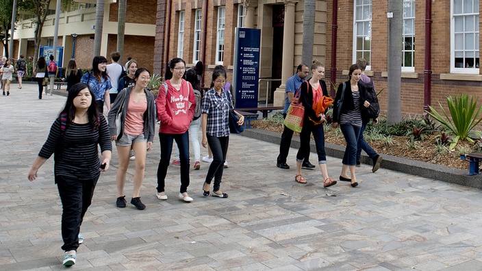 Stock image of students walking at the University of Technology in Brisbane, Monday, April 14, 2014