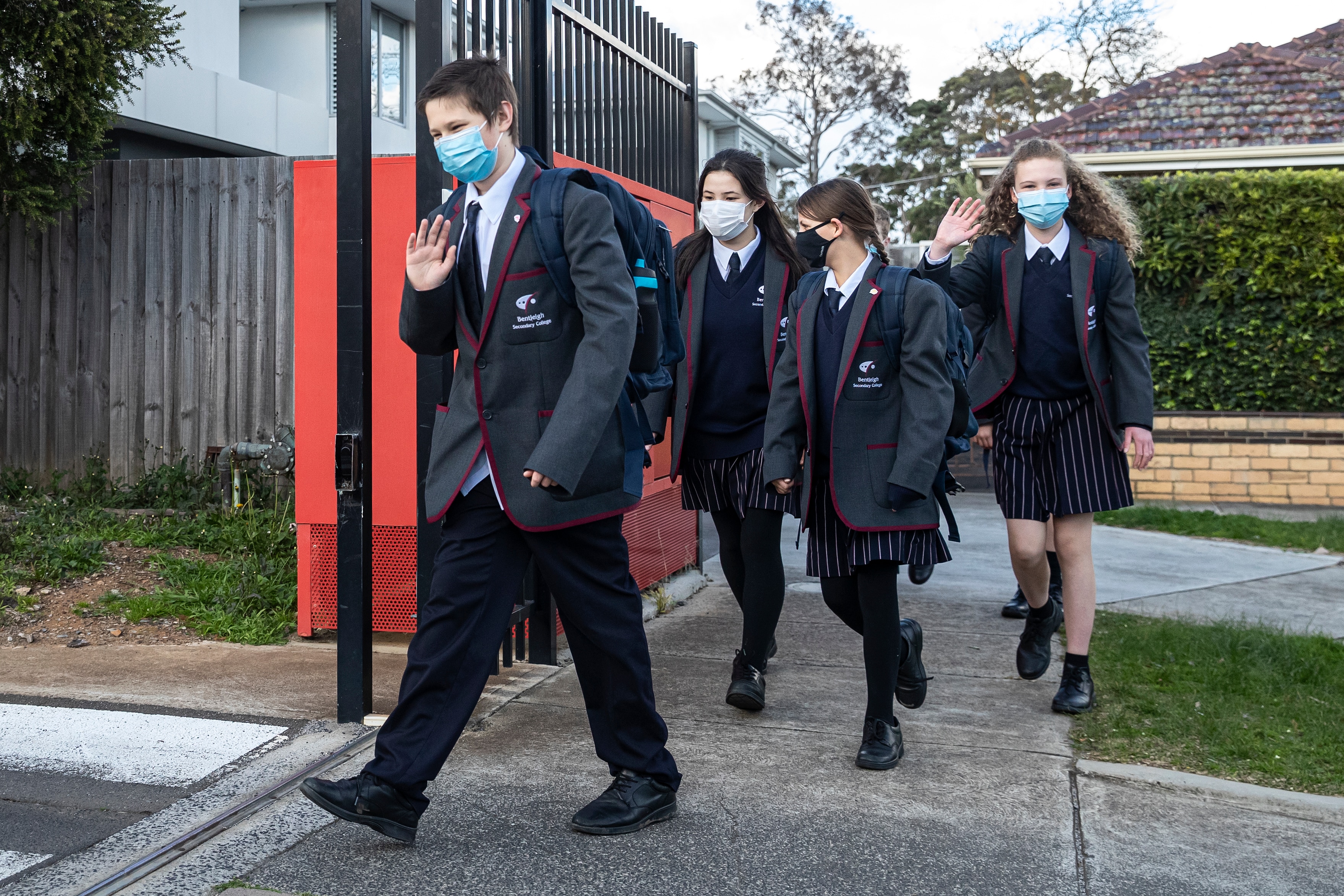 Melbourne students return to school as COVID-19 restrictions are eased across Victoria, July 2021.