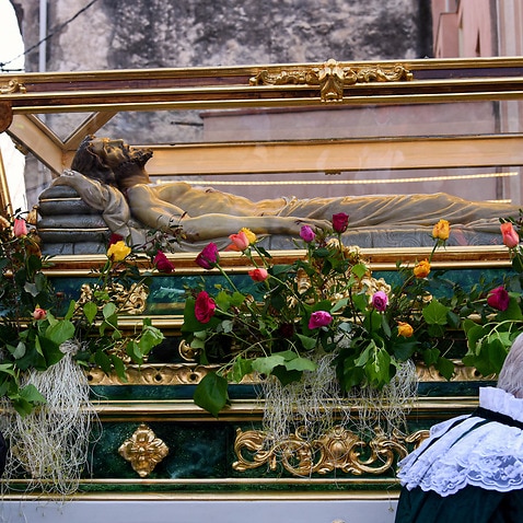  On Easter Friday, the Procession of the Saint Burial is celebrated in the city of Torredembarra (Spain), which symbolizes the burial of Jesus Christ after being crucified. (Photo by )