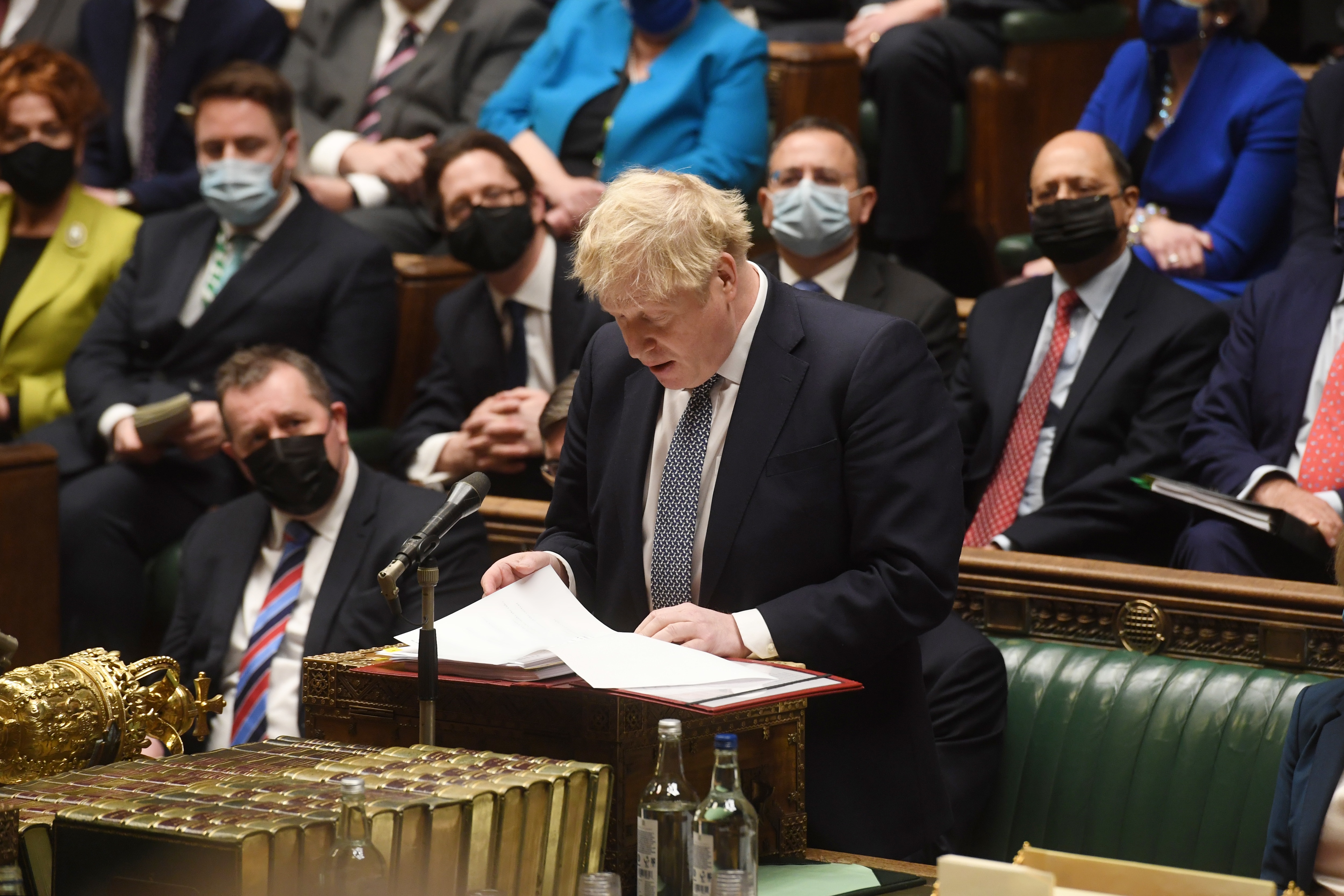 British Prime Minister Boris Johnson apologizes in the House of Commons.