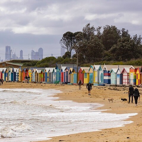 People exercising at the beach in Brighton, Melbourne