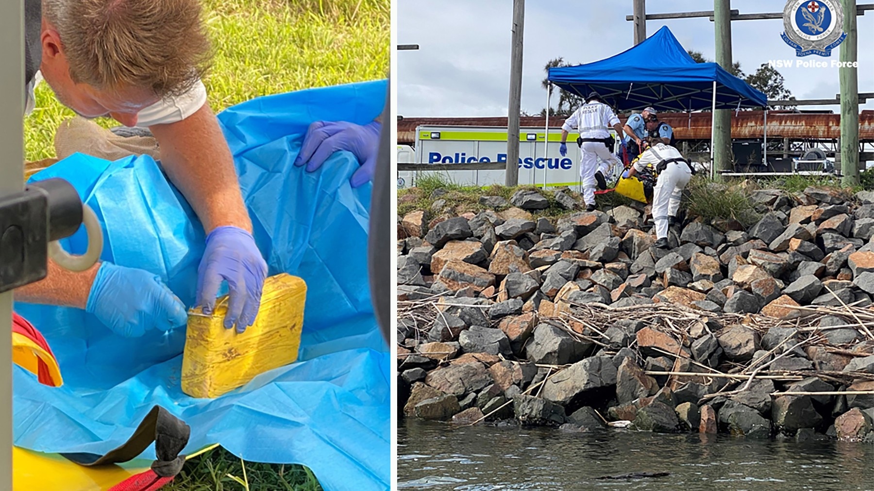 NSW Organised Crime Squad detectives are investigating after a diver died after being found unconscious near 50kg of cocaine on the shore at Newcastle. 