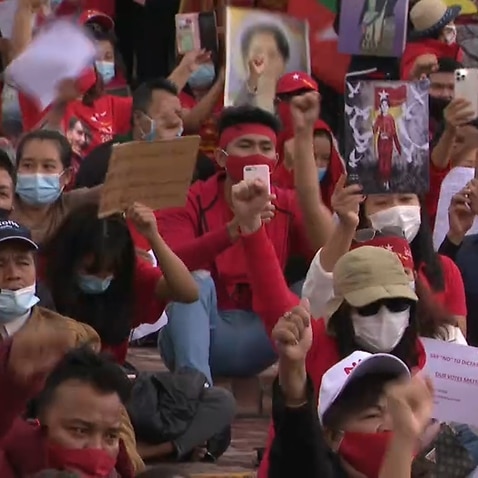Am Samstag versammelten sich Demonstranten auf dem Federation Square. 
