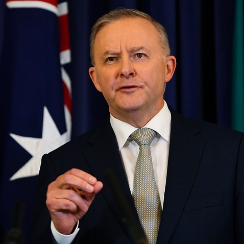 Australian Opposition Leader Anthony Albanese speaks to the media during a press conference at Parliament House in Canberra, Tuesday, October 26, 2021. (AAP Image/Lukas Coch) NO ARCHIVING