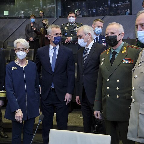 NATO Secretary General Jens Stoltenberg met with US and Russia representatives at the Alliance's headquarters in Brussels, Belgium on 12 January, 2022. 