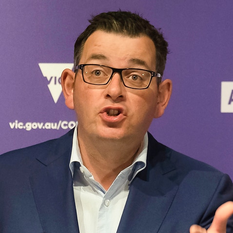 Victorian Premier Daniel Andrews speaks to the media during a press conference at Treasury Theatre in Melbourne, Saturday, June 20, 2020. (AAP Image/Luis Ascui) NO ARCHIVING