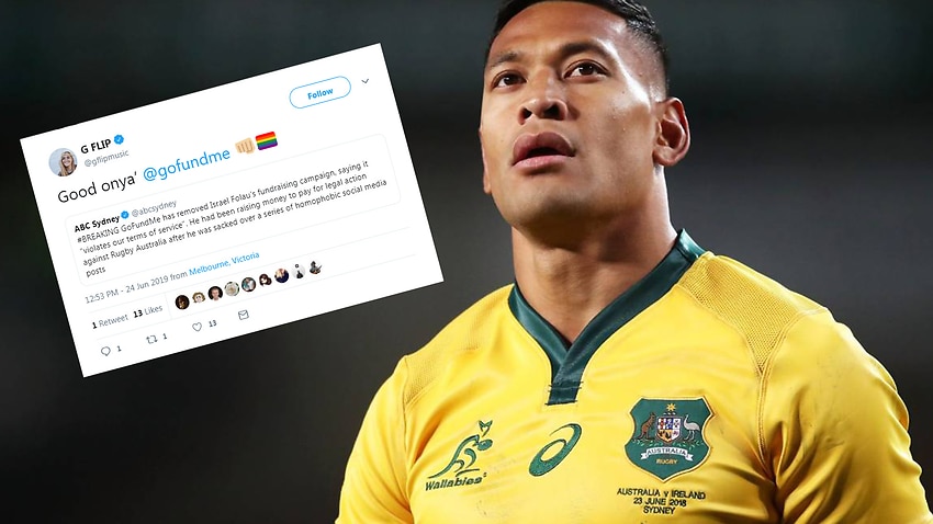 The internet reacts to Israel Folau’s GoFundMe shut down  