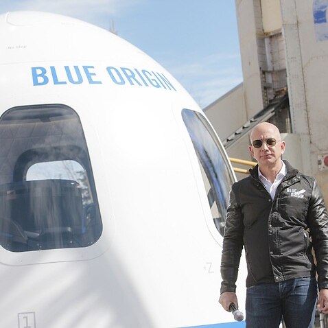 Jeff Bezos, chief executive officer of Amazon.com Inc. and founder of Blue Origin.