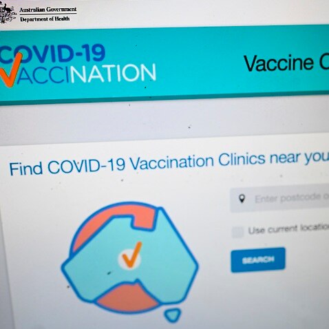 The website of the Australian government online booking system for COVID19 vaccination. 