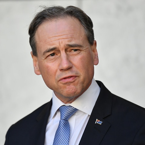 Minister for Health Greg Hunt at a press conference at Parliament House in Canberra.