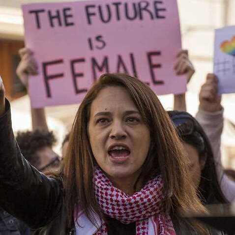 Actress Asia Argento attends the Women's March in Italy in 2018.