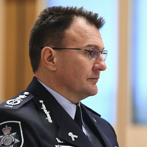 Commissioner of the Australian Federal Police (AFP) Reece Kershaw speaks at the Senate Inquiry into COVID-19.