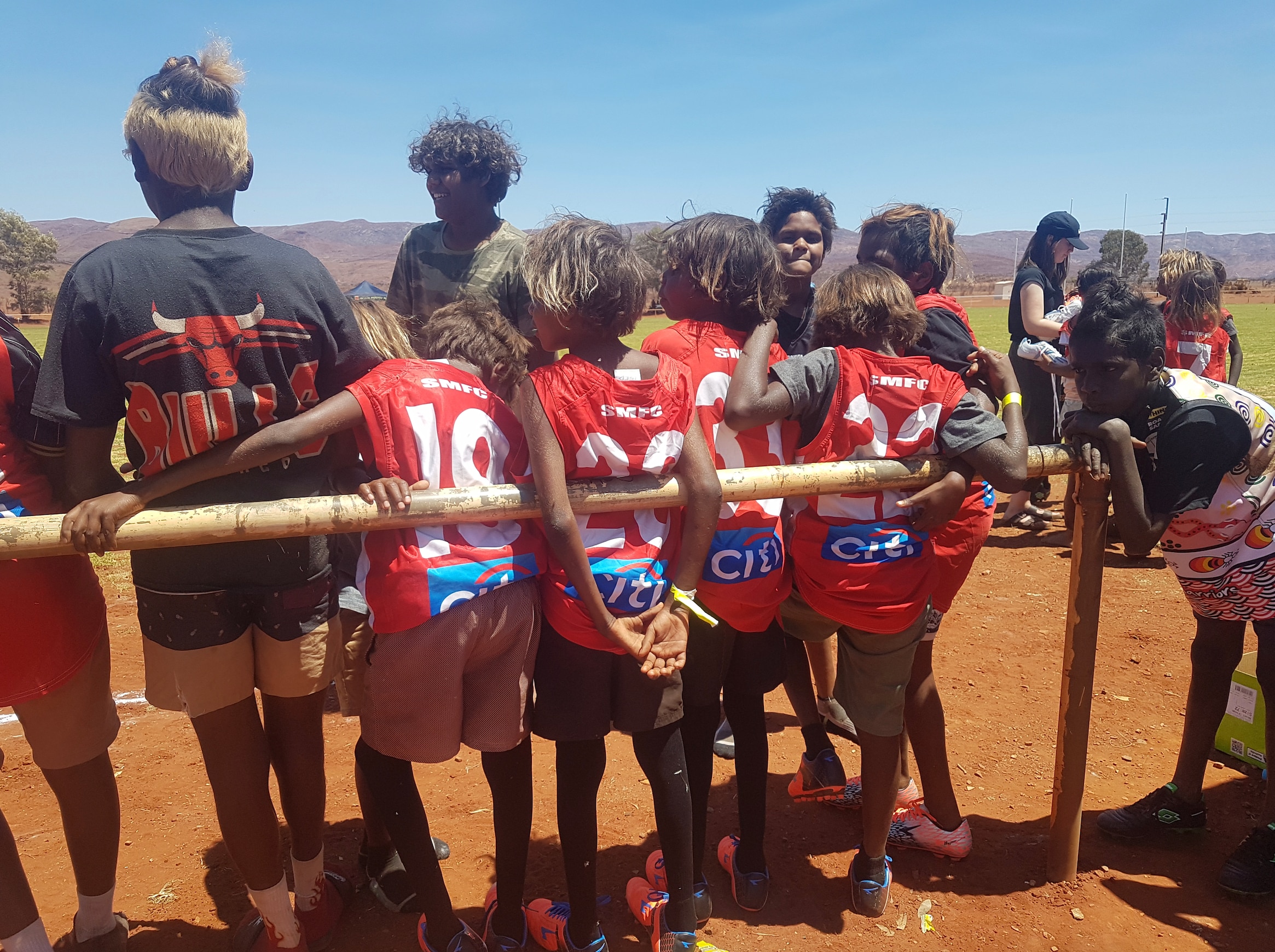 Some young kids of the APY Lands say they have never seen a grass oval before.
