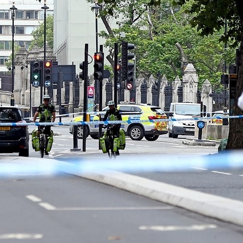 Police cordoned off streets near Britain's House of Parliament