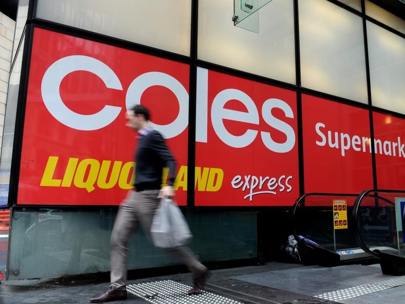 This is a file image of a Coles supermarket sign in Sydney.