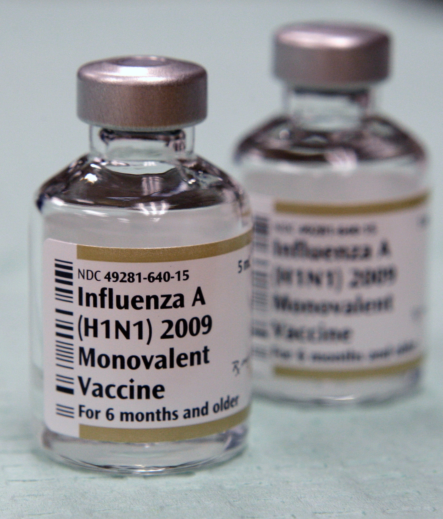 A bottle of the swine flu (H1N1) vaccine 2009. 